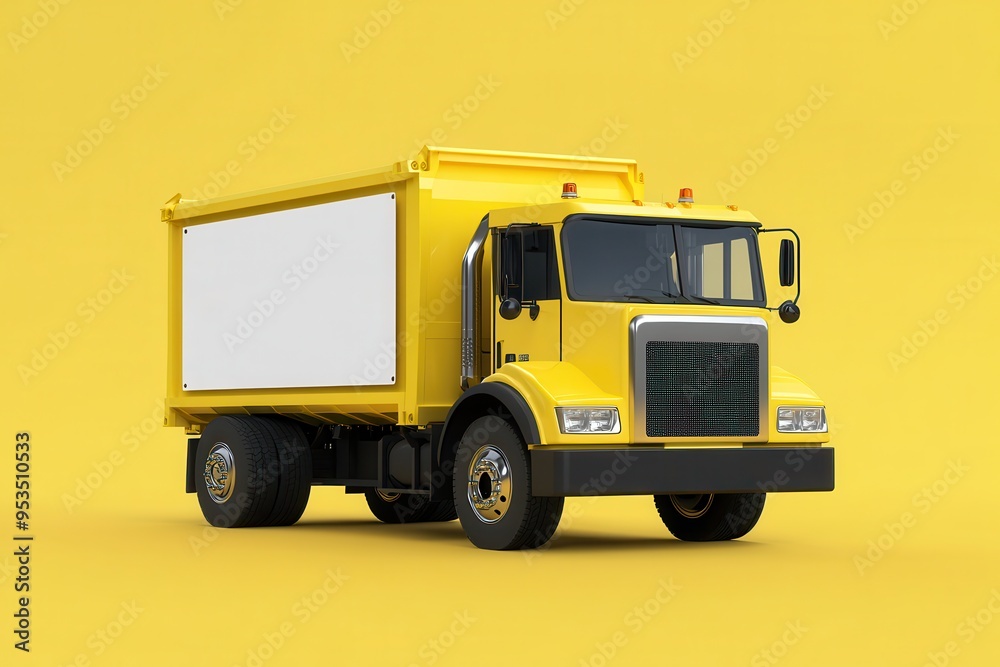 A red truck is parked on a background A red truck is parked on a background