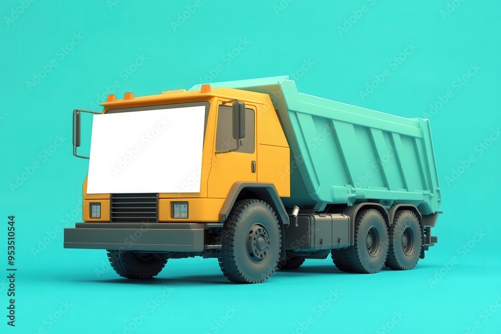 A red truck is parked on a background A red truck is parked on a background