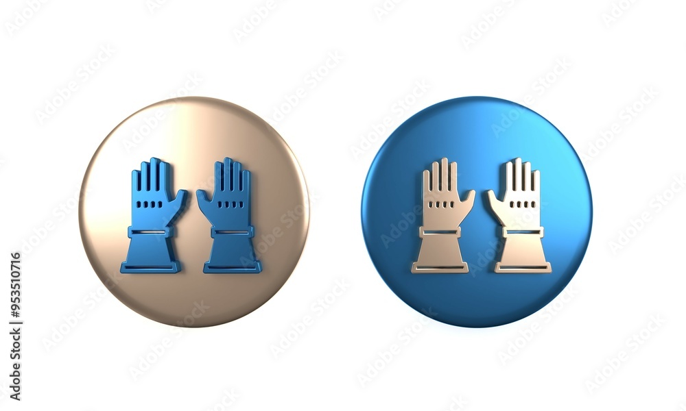 Colorful Firefighter gloves icon isolated on white background. Protect gloves icon. Circle button. 3D render illustration Colorful Firefighter gloves icon isolated on white background. Protect gloves icon. Circle button. 3D render illustration
