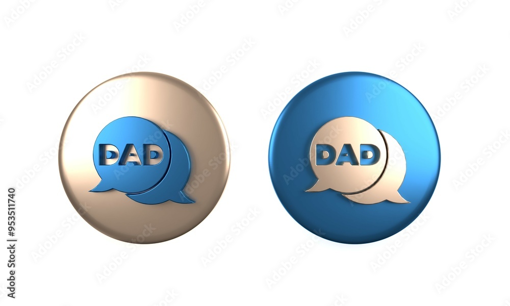 Colorful Speech bubble dad icon isolated on white background. Happy fathers day. Circle button. 3D render illustration Colorful Speech bubble dad icon isolated on white background. Happy fathers day. Circle button. 3D render illustration