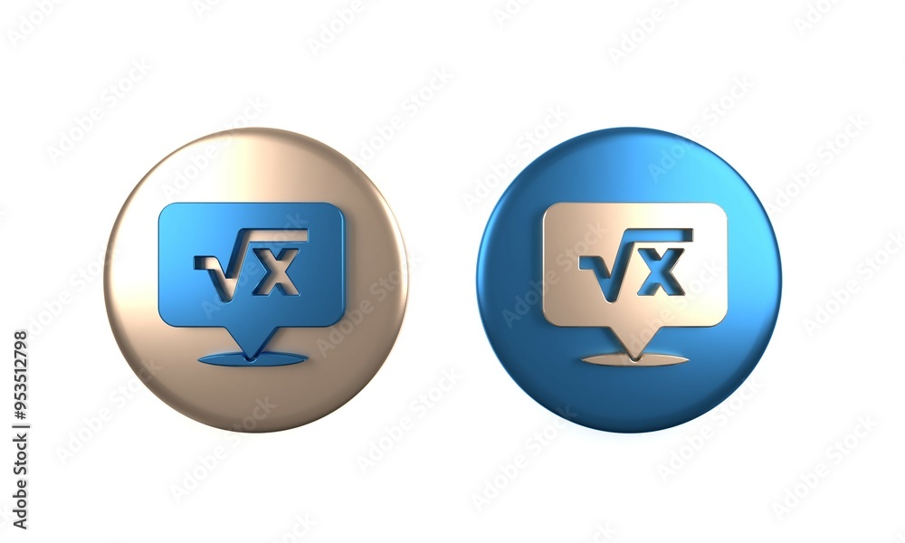 Colorful Square root of x glyph icon isolated on white background. Mathematical expression. Circle button. 3D render illustration