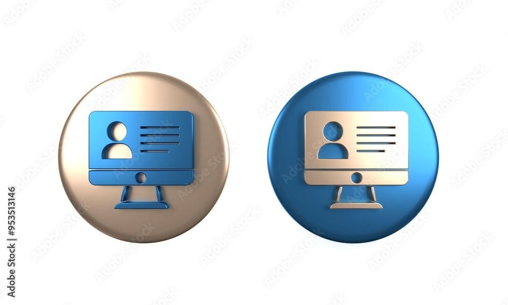 Colorful Online class icon isolated on white background. Online education concept. Circle button. 3D render illustration Colorful Online class icon isolated on white background. Online education concept. Circle button. 3D render illustration