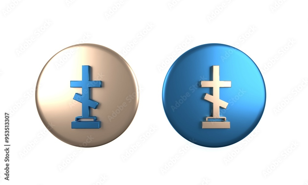 Colorful Grave with cross icon isolated on white background. Circle button. 3D render illustration Colorful Grave with cross icon isolated on white background. Circle button. 3D render illustration