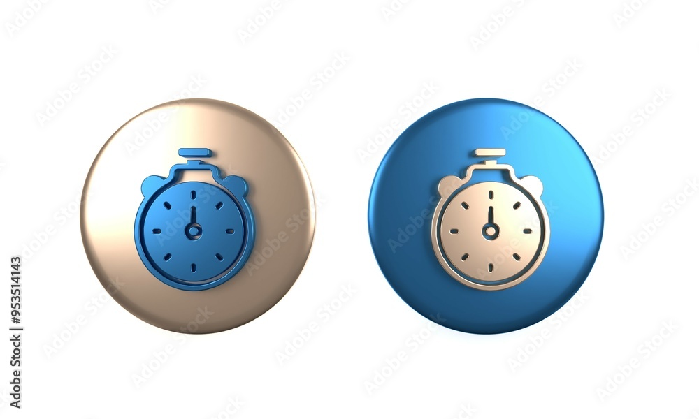 Colorful Stopwatch icon isolated on white background. Time timer sign. Chronometer sign. Circle button. 3D render illustration Colorful Stopwatch icon isolated on white background. Time timer sign. Chronometer sign. Circle button. 3D render illustration