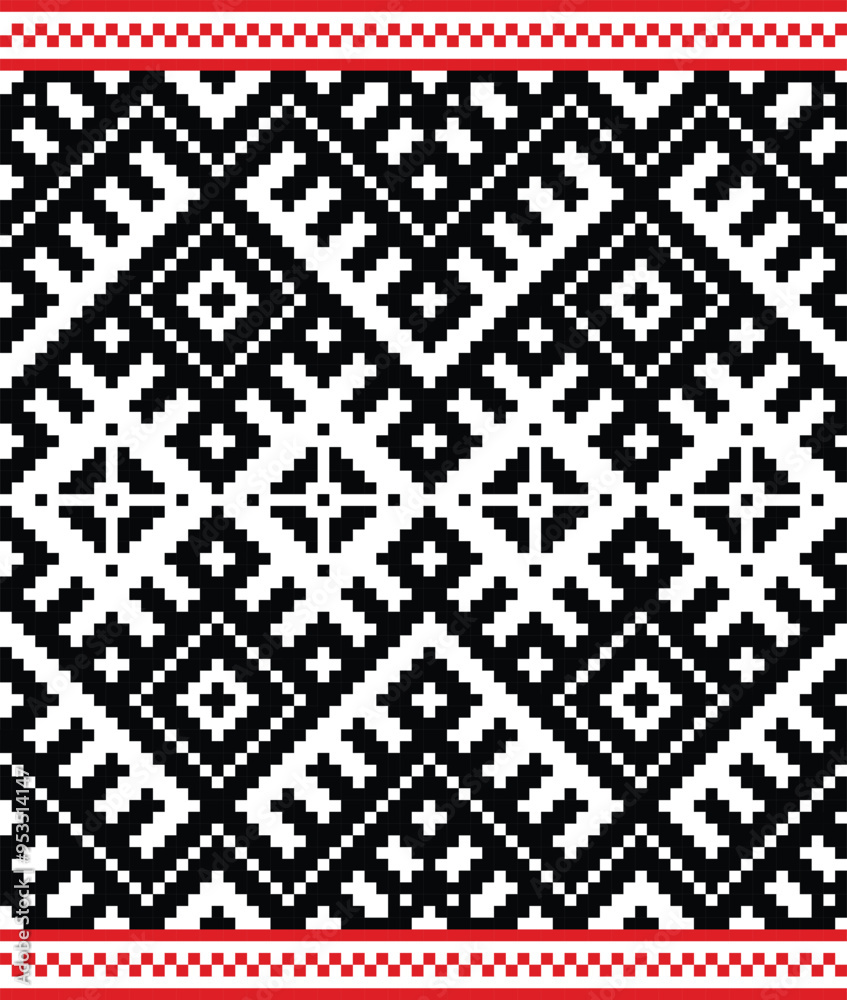 Monochrome Geometric Pattern with Red Accents Monochrome Geometric Pattern with Red Accents