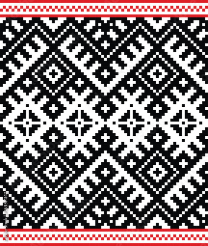 Monochrome Geometric Pattern with Red Accents