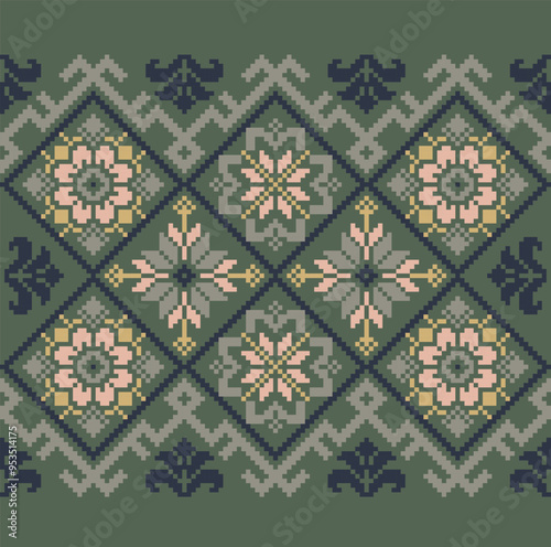Ornamental Floral Diamond Pattern