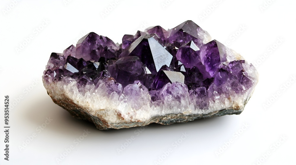 Captivating Raw Amethyst Cluster on Minimalist White Backdrop Captivating Raw Amethyst Cluster on Minimalist White Backdrop