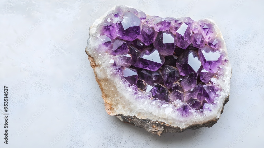Mesmerizing Amethyst Cluster in Minimalist White Studio Setting Mesmerizing Amethyst Cluster in Minimalist White Studio Setting