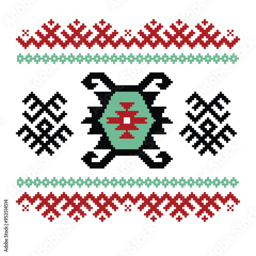 Folk-Inspired Geometric Pattern