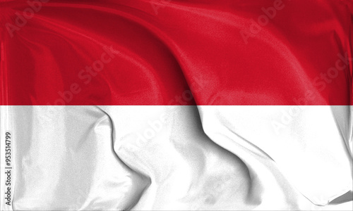 An up close view of Indonesia flag flying textures