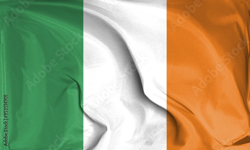 An up close view of Ireland flag flying textures