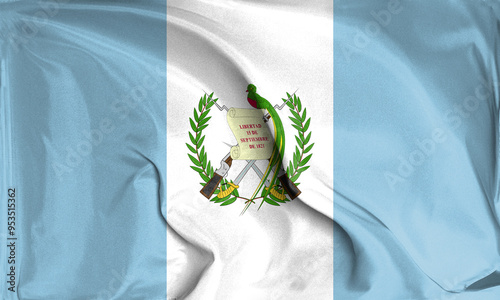 An up close view of Guatemala flag flying textures
