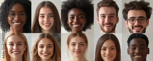 Mosaic of cool multiracial people sharing positive emotions, Generative AI