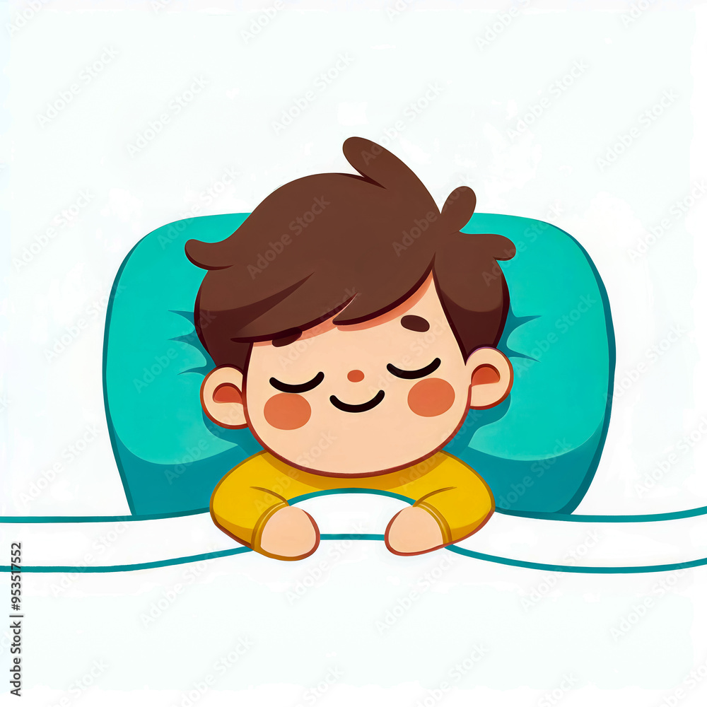 Vector illustration of a boy sleeping soundly and having a nice dream on a white background. Vector illustration of a boy sleeping soundly and having a nice dream on a white background.