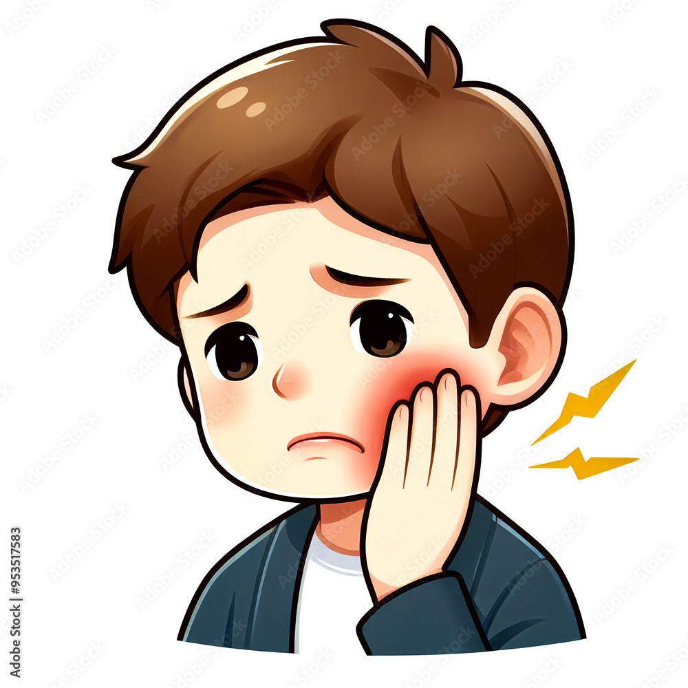 Isolated vector illustration of a boy having a toothache on a white background. Isolated vector illustration of a boy having a toothache on a white background.