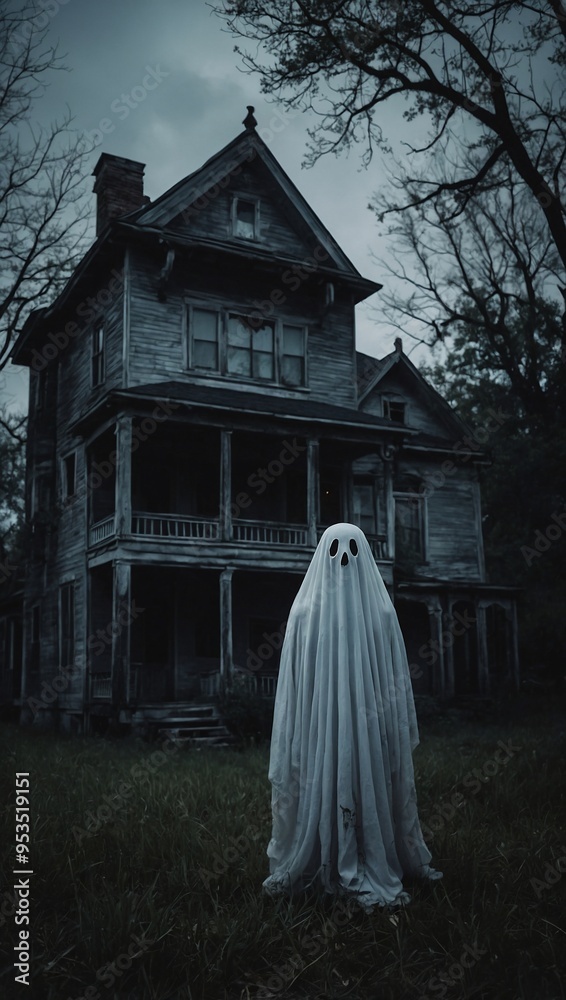 A ghost illustration with a spooky and whimsical vibe. A ghost illustration with a spooky and whimsical vibe.
