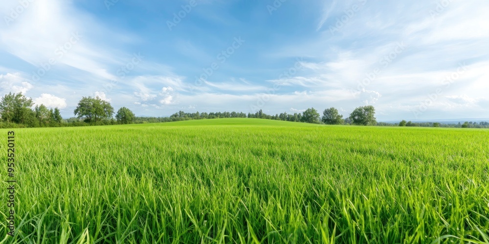 Fototapeta premium Gorgeous expanse of verdant grass with a clear blue sky