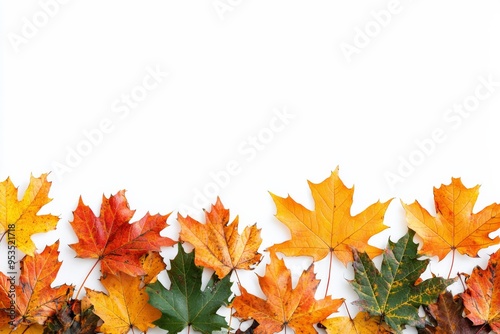 Autumn Maple Leaves Flat Lay White Background created with Generative AI