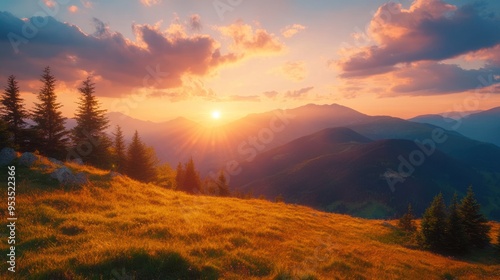 Golden Sunset Over Majestic Mountains