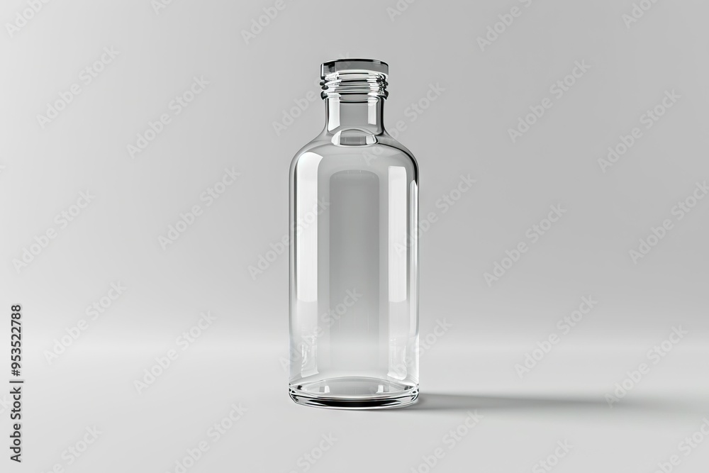 Transparent glass bottle mock up for beverage or medicament product. Transparent glass bottle mock up for beverage or medicament product.