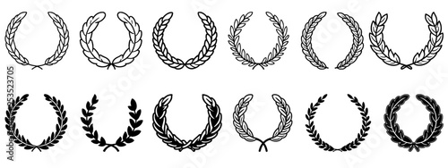 Stylish silhouette vector set of laurel wreath