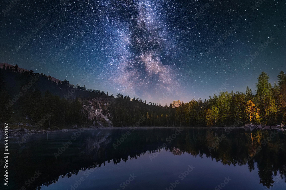 Lago en un noche de estrellas Lago en un noche de estrellas