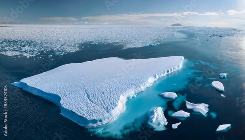 Un campo de hielo que se derrite en el oceano photo