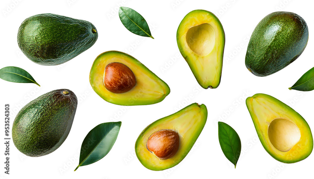 Avocado isolated on transparent background, PNG. Avocado isolated on transparent background, PNG.