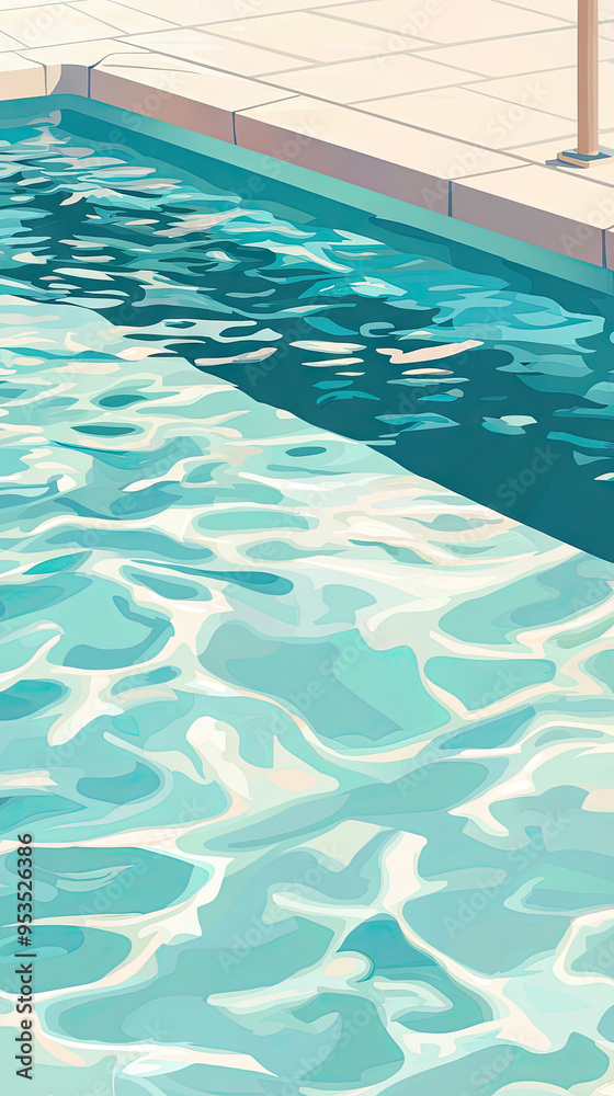 Obraz premium A Serene Escape: Tranquil Blue Water Shimmers in a Pool, Inviting Relaxation and Dreams of Summer Days.