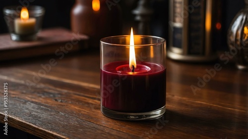 cinematic kino mahogany teakwood candles with a background of wooden table