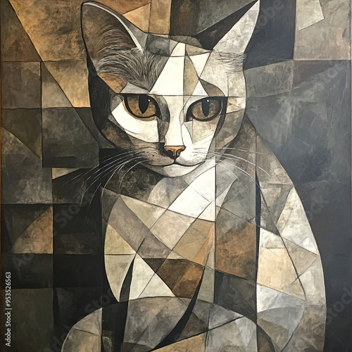 the full body of cat and cubism