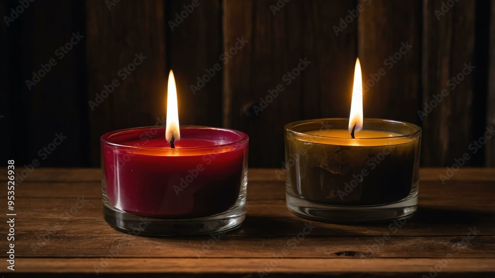 cinematic kino sandalwood candles with a background of wooden table cinematic kino sandalwood candles with a background of wooden table