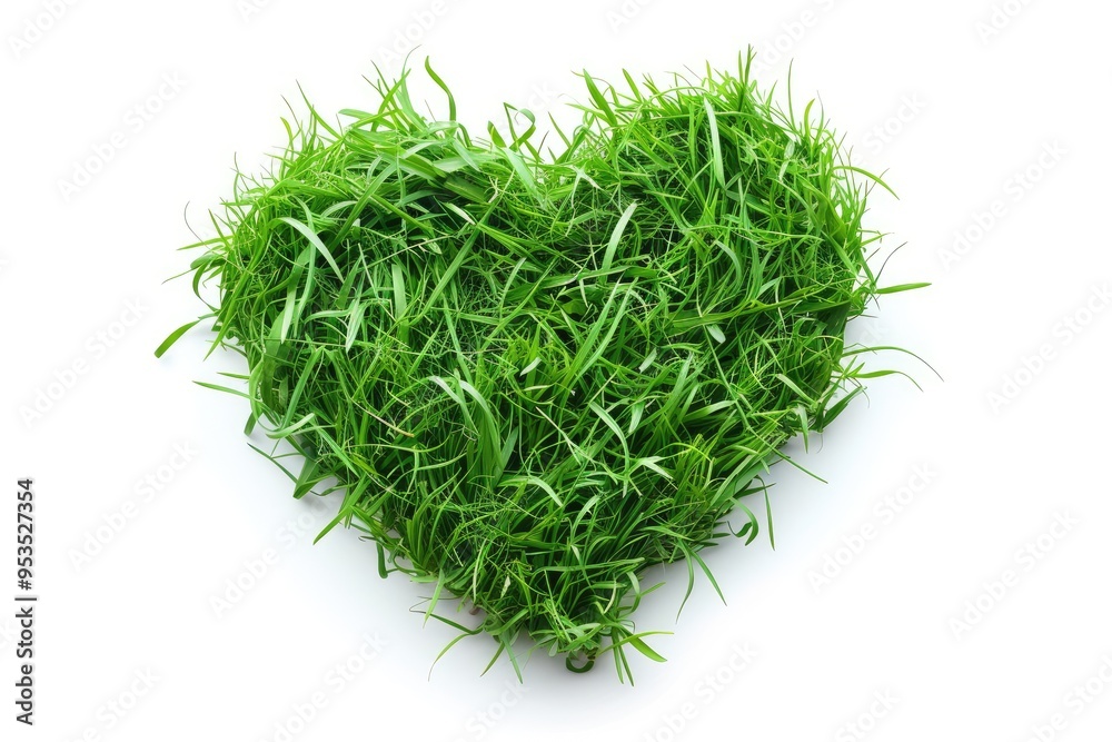 Fototapeta premium Heart made of healthy grass isolated on white