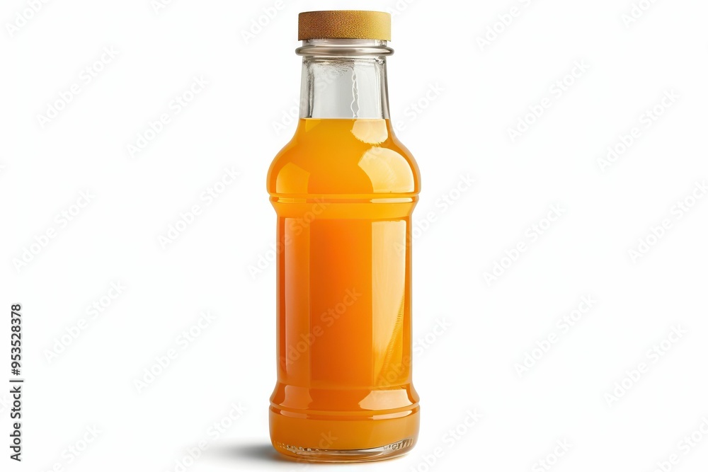 Orange juice glass bottle. Isolated on white background Orange juice glass bottle. Isolated on white background