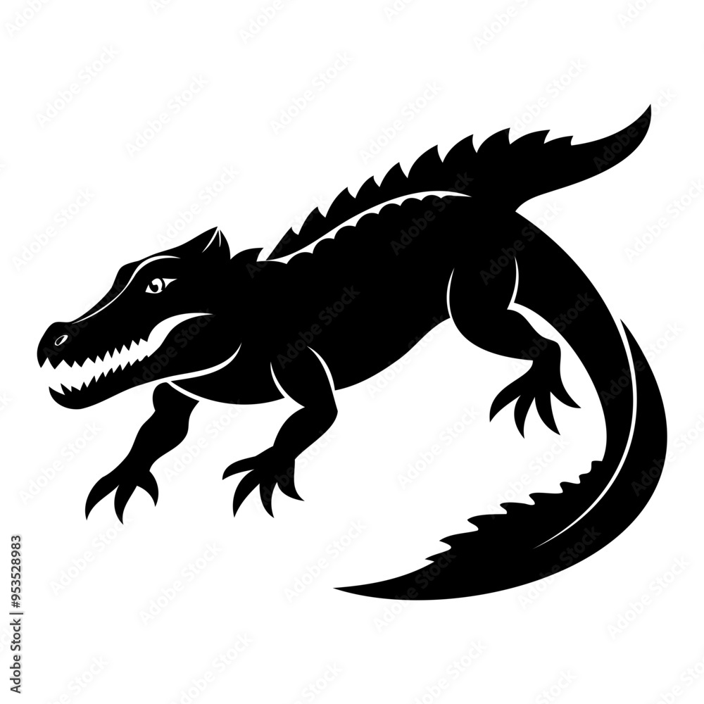 Alligator Black silhouette vector illustration Isolated on a white background Alligator Black silhouette vector illustration Isolated on a white background