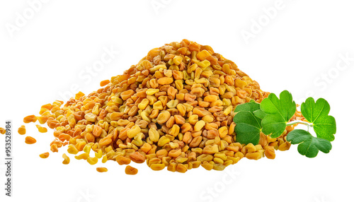 Fenugreek seeds isolated on transparent background, PNG. photo