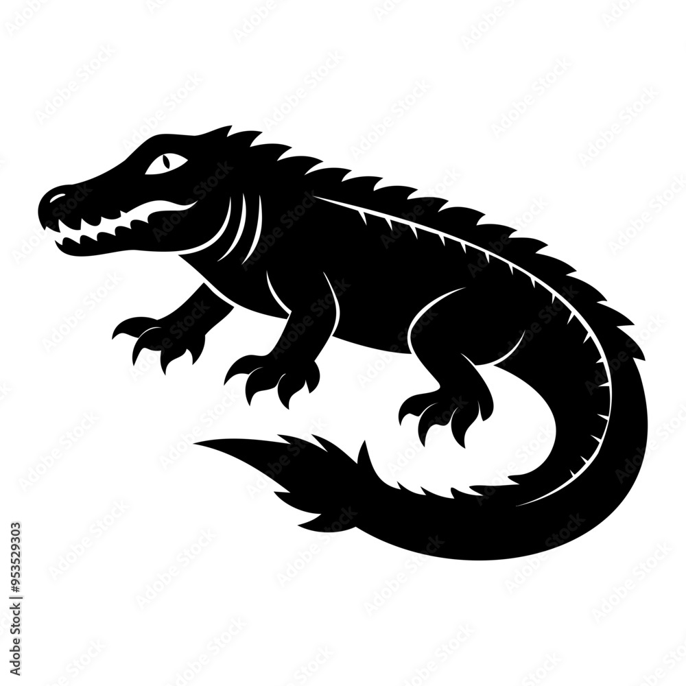 Alligator Black silhouette vector illustration Isolated on a white background Alligator Black silhouette vector illustration Isolated on a white background