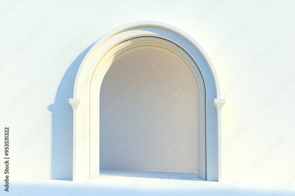 Fototapeta premium A green archway with a shadow on the wall