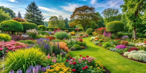 Beautiful garden plants  flowers  and trees isolated on background  perfect for graphic design projects and presentations