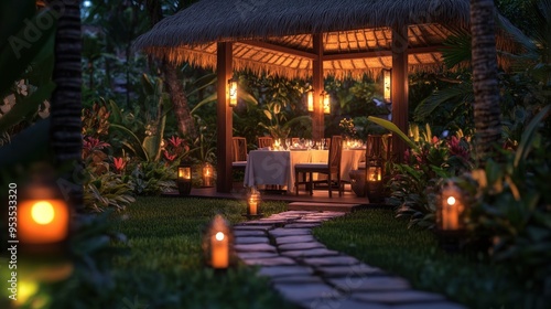 Romantic Dinner in a Tropical Garden