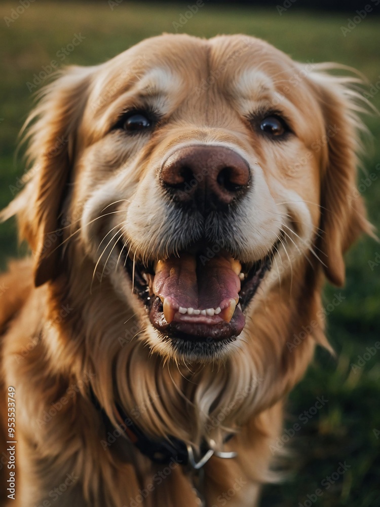 A happy golden retriever with a joyful expression. A happy golden retriever with a joyful expression.