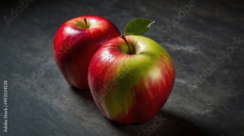 Two Red Apples on a Dark Background