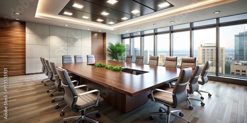 Conference room interior with modern design and professional setting, conference, meeting, business, seminar