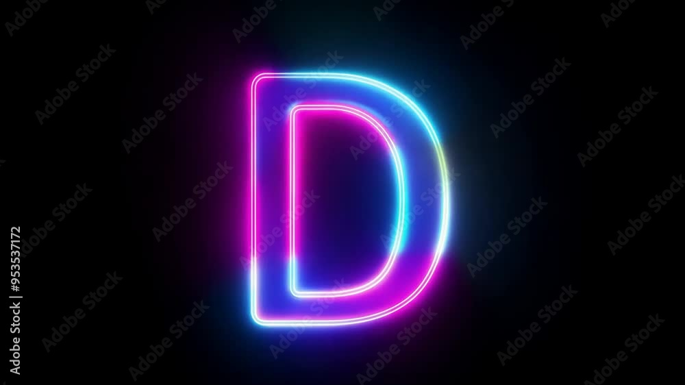 Neon Light Character Displaying a Vibrant Letter D in a Dark Setting Generative AI Neon Light Character Displaying a Vibrant Letter D in a Dark Setting Generative AI