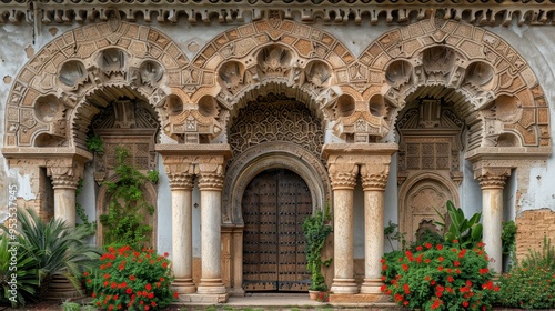 Exquisite ancient persian architecture  elegant door pillars with classical decorative elements