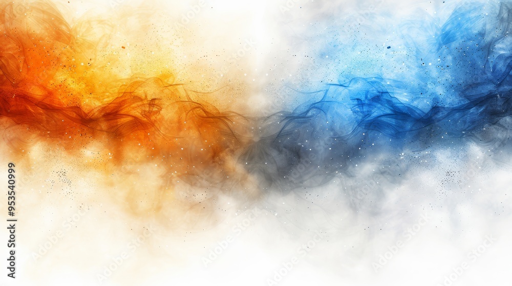 Vibrant abstract splash of orange and blue against a cosmic background with ample space Vibrant abstract splash of orange and blue against a cosmic background with ample space
