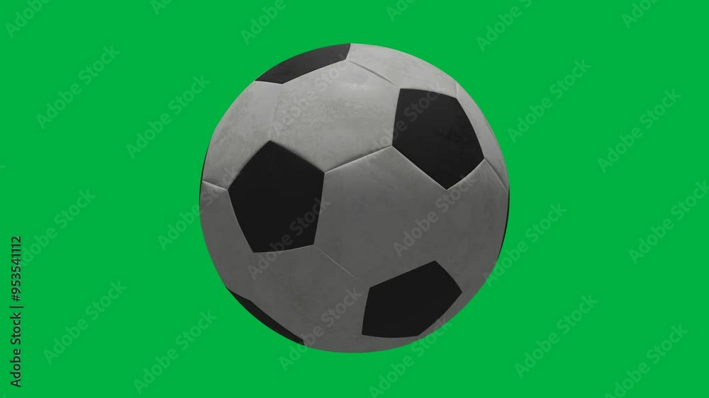 rotating soccer ball isolated on green screen background, sport football loop rotating soccer ball isolated on green screen background, sport football loop