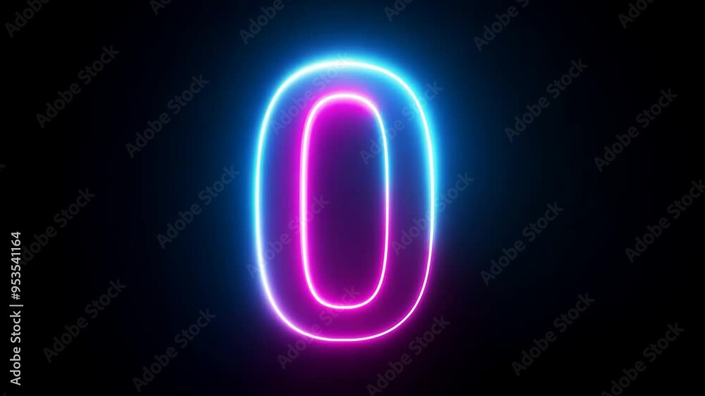 Purple and Blue Neon Character 0 on Black Background Generative AI Purple and Blue Neon Character 0 on Black Background Generative AI