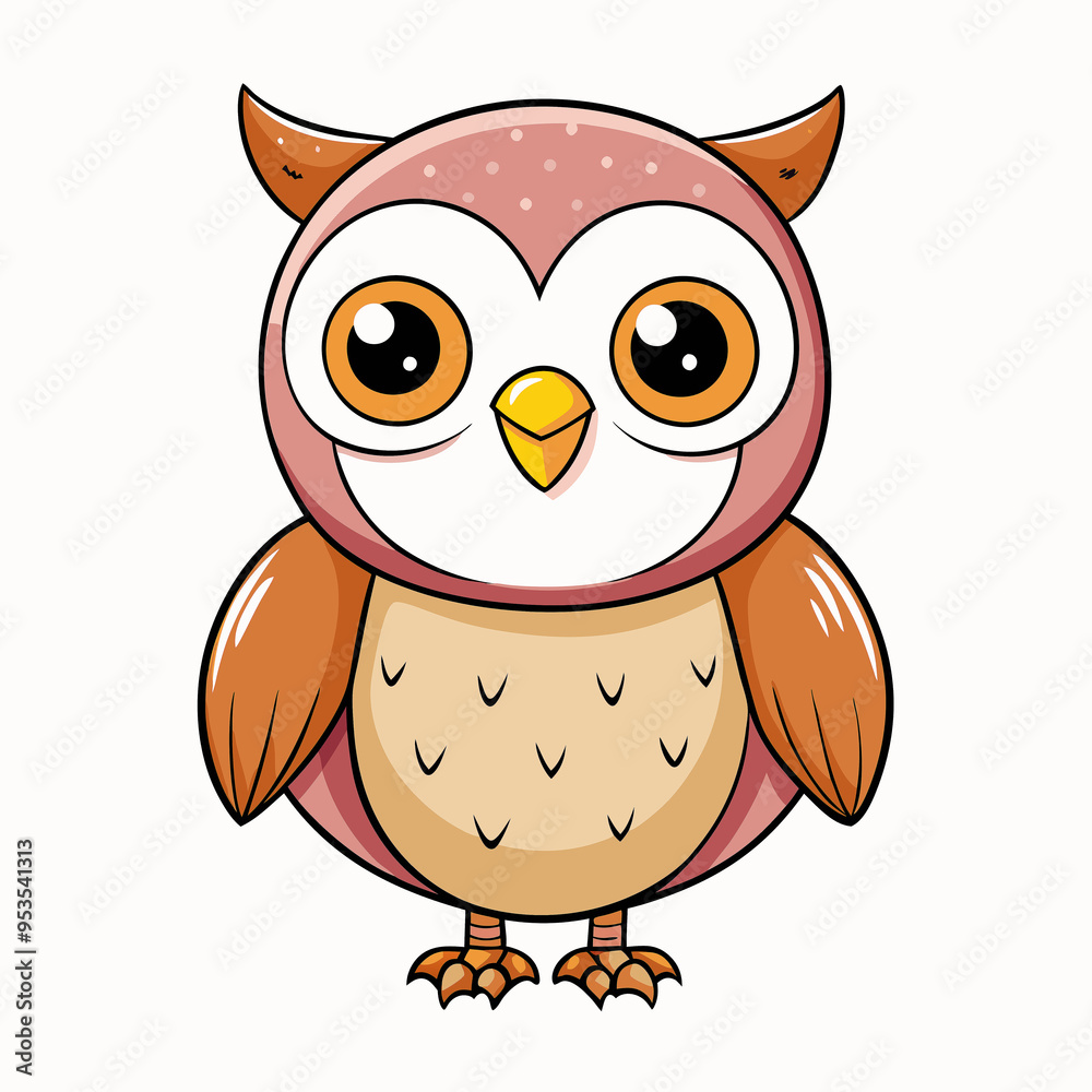 Naklejka premium Baby owl bird charactor watercolour drawing